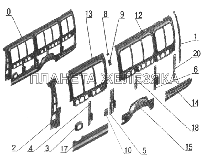 Каркас левой боковины (2705-5401051-50) ГАЗ-2705, 3221 (куз. детали)